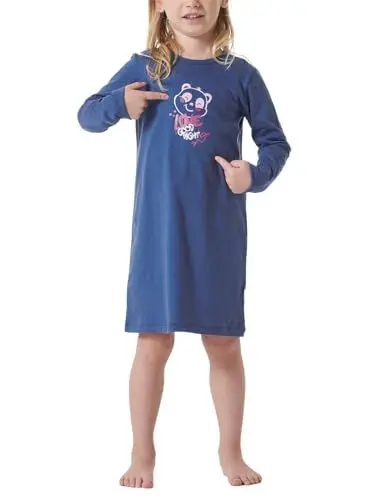 Produktbild: Schiesser Mädchen Langarm-Girls World Nachthemd, blau_181820, 128
