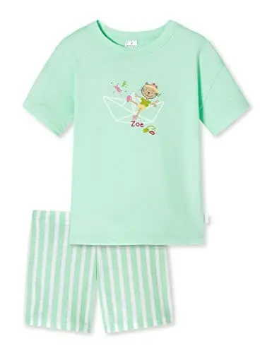 Produktbild: Schiesser Mädchen Schlafanzug Set Pyjama Kurz - 100% Organic Bio Baumwolle - Größe 92 Bis 140 Pyjamaset, Mint_178919, 92