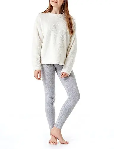 Produktbild: Schiesser Mädchen Schlafanzug Set Pyjama warme Qualitäten Frottee-Fleece-Sweat-Größe 140 bis 176 Pyjamaset, Off-White_179984, 164