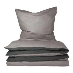 Produktbild: Schiesser Bettwäscheset Doubleface | 2-teilig | Zweifarbig | Renforcé | 100% Baumwolle | Oeko-Tex Zertifiziert | Reißverschluss | 135x200cm + 80x80cm | Grau-Schwarz