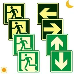 Produktbild: Schild Notausgang Selbstklebend | Notausgangsschild Nachleuchtend 15x15CM | 8 Stück Fluchtwegschild Rettungsweg | Ashoaza Sicherheitsschilder