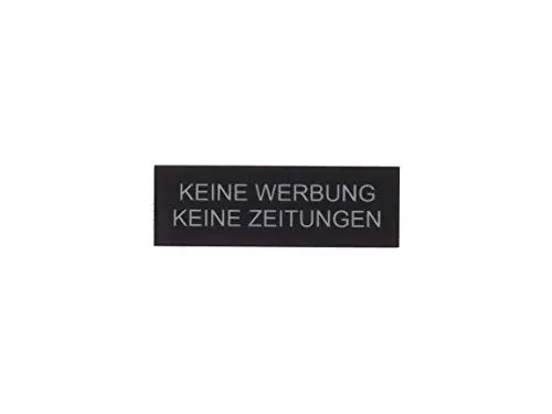 Produktbild: Gravurheim Briefkastenschild Türschild individuelle Gravur Name | selbstklebend - personalisiert | Kunststoff - Plastik | viele Farben und Größen (Keine Werbung Keine Zeitungen, Schwarz-Silber)
