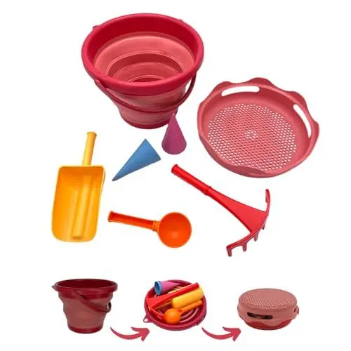 Produktbild: Schildkröt 7in1 Sand Toys Falteimer Set, Farbe: Rot