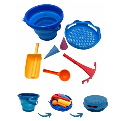 Produktbild: Schildkröt 7in1 Sand Toys Falteimer Set, Farbe: Blau