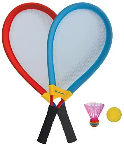 Produktbild: Schildkröt Giant Racket Set, Jumbo-Federball, zwei überdimensionale Badminton Schläger XL mit einem elastischen Netz, einen Soft-Ball sowie einen bunten Federball, 970150