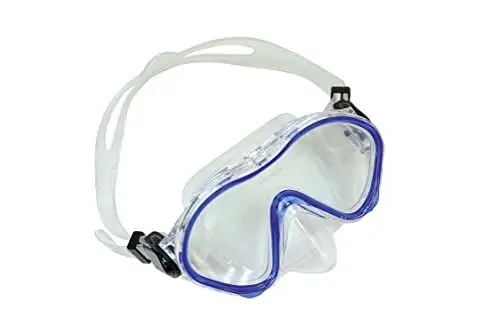 Produktbild: Schildkröt Kinder-Tauchbrille Tahiti, Junior Tauchmaske, Schwimmbrille, hochwertiges Silikon, Sicherheitsglas, verstellbar, für kleine Kinderköpfe, 940042, Blau-Transparent