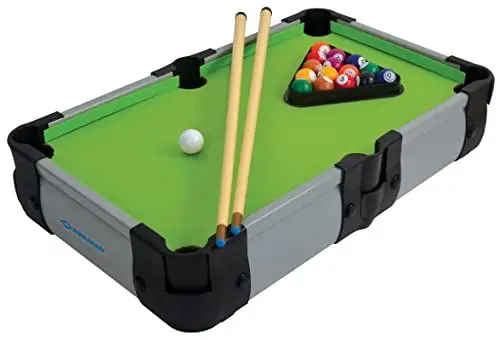 Produktbild: Schildkröt® Mini Billiard Tisch, kleiner Billardtisch mit 2 Queues, 16 Billardkugeln, Triangel zur Anordnung, perfekter Spielspaß für jede Gelegenheit, für Kinder ab 5 Jahren, 970311