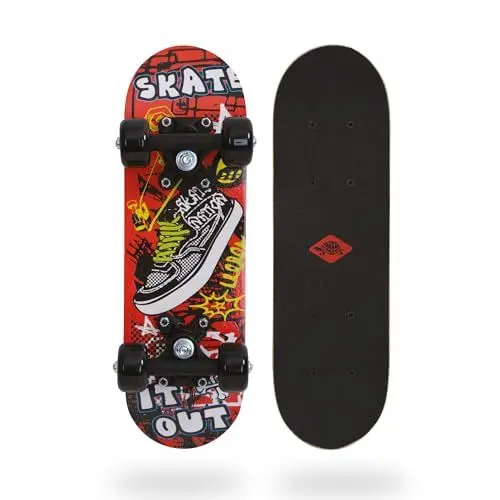 Produktbild: Schildkröt® Mini Skateboard 17“ Skate It Out | Kinder Skateboard ab 4-6 Jahre | Holz-Deck 43 x 13 cm | Cooles Design für Kinder