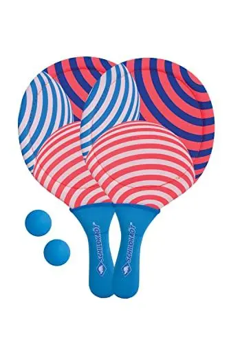 Produktbild: Schildkröt Neopren Beachball Set I 2 Schläger, 2 Bälle, 1 Netztasche I Elastisches Neopren I hoher Bounce-Effekt I Strand- und Gartenspiel für die ganze Familie