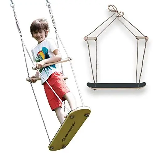 Produktbild: Schildkröt® Skateboard Schaukel, außergewöhnliche Holzschaukel für Geschicklichkeit, Balance und Koordination, Anti-Rutsch Struktur, stehend in der Luft skaten oder sitzend schaukeln, 970519