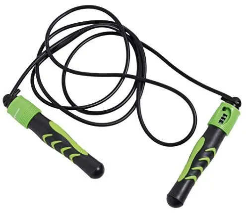 Produktbild: Schildkröt Unisex – Erwachsene Springseil Jump Rope mit Zählwerk, Anthrazit, in 4-Farb Karton, Schwarz/Grün, 960113, Einheitsgröße