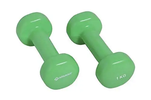 Produktbild: Schildkröt Vinyl Hanteln I ideal für Gymnastik-, Aerobic- und Fitness-Training I zwei gummierte Hanteln I 1,0kg in Grün