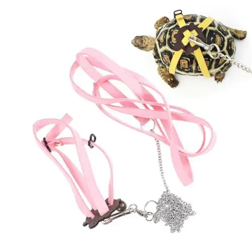 Produktbild: iplusmile Schildkrötengeschirr Und Leine - Pettortoise Leine Schildkrötengeschirr Gurt Haustier Verstellbarer Kragen Schildkröte Gehen Kontrolle Seilgröße S (Pink)