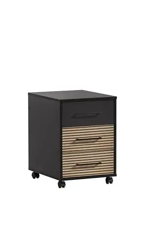 Produktbild: Schildmeyer Rollcontainer Hank 158264, Schwarzmatt/Akustikpaneel Optik, 40 x 50 x 57 cm