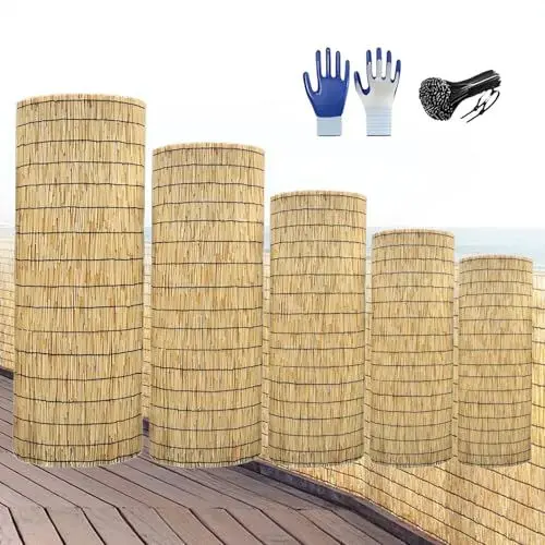 Produktbild: Schilfrohrmatteeco Als, Balkon Schilfzaun, Windschutz Matten Sichtschutz Aus Dichtem, Höhe 80 90 100 110 120 130 140 150 160 180 Für Garten Terasse Balkon Carport(Black line of Log)