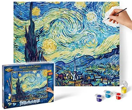 Produktbild: Schipper 609130816 Malen nach Zahlen - Sternennacht nach Vincent Van Gogh - Bilder malen für Erwachsene, inklusive Pinsel und Acrylfarben, 40 x 50 cm