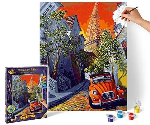 Produktbild: Schipper 609130820 Malen nach Zahlen - Little Red Citroen by Miguel Freitas - Bilder malen für Erwachsene, inklusive Pinsel und Acrylfarben, 40 x 50 cm