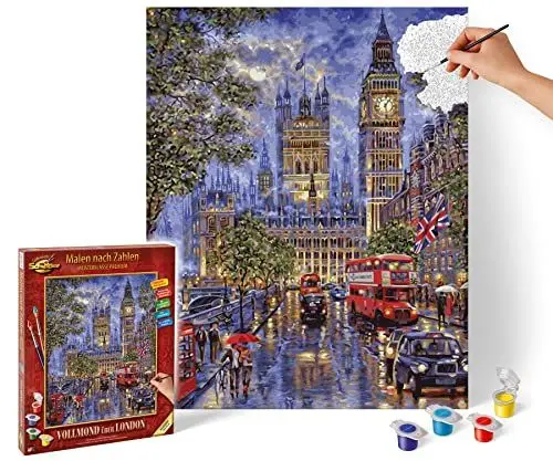 Produktbild: Schipper 609130873 Malen nach Zahlen - Vollmond über London - Bilder malen für Erwachsene, inklusive Pinsel und Acrylfarben, 40 x 50 cm