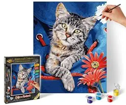 Produktbild: Schipper 609240842 Malen nach Zahlen - Katze im Rucksack-Bilder malen für Erwachsene, inklusive Pinsel und Acrylfarben, 24 x 30 cm