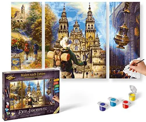 Produktbild: Schipper 609260854 Malen nach Zahlen - Der Jakobsweg - Bilder malen für Erwachsene, inklusive Pinsel und Acrylfarben, Triptychon, 50 x 80 cm