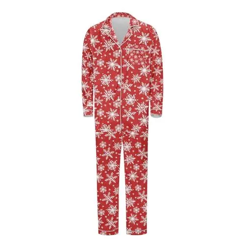 Produktbild: Schlafanzug Damen Herren Schlafanzug Nachthemd Kurzarm Damen Set Weihnachten Kuschel Einteiler Eleganter Zweiteiler Damen Weihnachtsoutfit Familie Baby Weihnachten Partnerlook Pyjama Hose Herren Lang