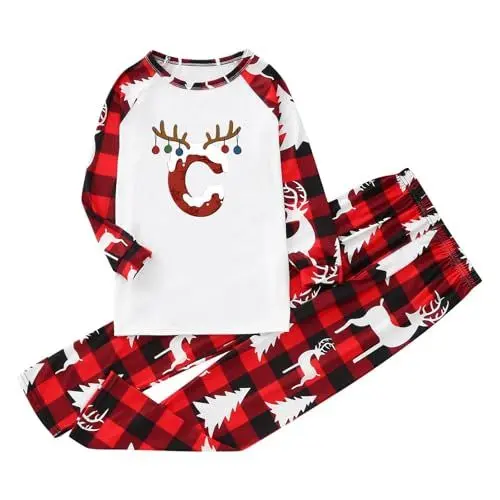 Produktbild: Schlafanzug Damen Lang Pyjama Set Damen Damen Pijamen Partner Pyjama 2Er Set Für Paare 2 Teiler Damen Winter Festival Zweiteiler Damen Partner Pullover Pullover Weihnachten Familie Pyjama Herren Lang