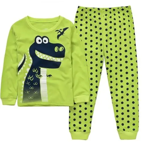 Produktbild: Kinder-Pyjama-Set, Cartoon Dinosaurier Bagger Schlafanzug Jungen Langarm Rundhals Pullover + Schlafhose Pjs Set Hausanzug Baumwolle Herbst Winter Zweiteiliger Nachtwäsche 90 95 100 110 120 130