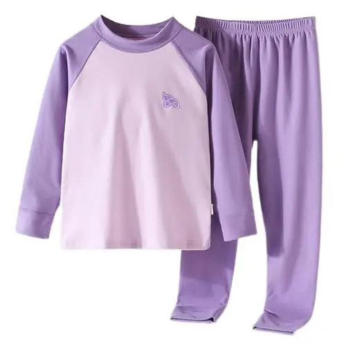 Produktbild: Schlafanzug für und Mädchen, mit Blockierung der Schulter, Ärmel, Lange Ärmel, Pyjamahose, Thermo-Unterwäsche-Set Mädchen 152 Outfit (Purple, 16-17 Years)