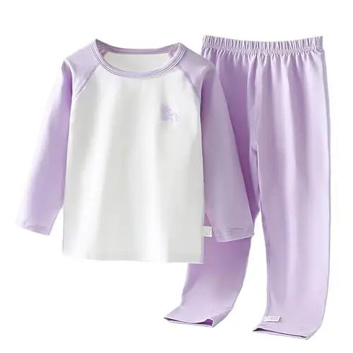 Produktbild: Schlafanzug für und Mädchen, mit Blockierung der Schulter, Ärmel, Lange Ärmel, Pyjamahose, Thermo-Unterwäsche-Set Set Neugeborene (Purple, 7-8 Years)