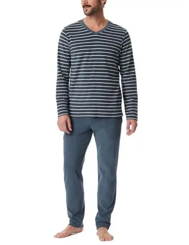 Produktbild: Schiesser Herren Schlafanzug Lang - Casual Nightwear Pyjamaset 181926,Jeansblau_181926,50