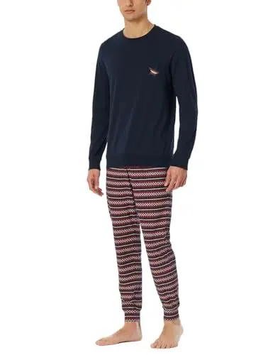 Produktbild: Schiesser Herren Schlafanzug Lang Mit Bündchen - Nightwear Pyjamaset, Nachtblau_182113, 50 EU