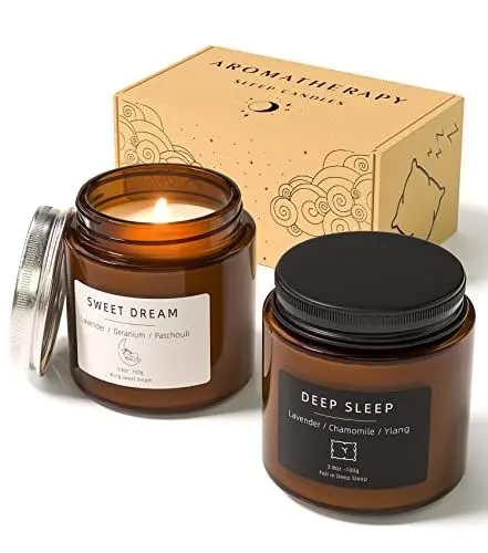 Produktbild: Schlafkerzen Geschenke für Frauen, Lavendel Duftkerzen Geschenk-Set für Angst, Lavendel fördert den Schlaf, Kamille lindert Stress, Entspannung Geschenke für Frauen
