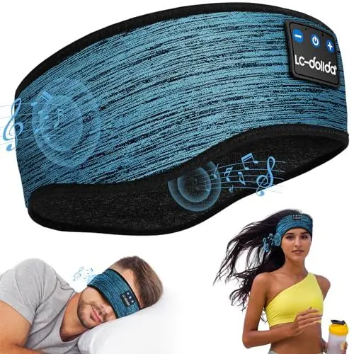 Produktbild: LC-dolida Schlafkopfhörer Bluetooth 5.4, Schlaf Stirnband Kopfhörer Headband Schlafmaske, Sportskopfhörer Musik schlafen Stirnband für Sport Training, Joggen, Yoga, Reisen