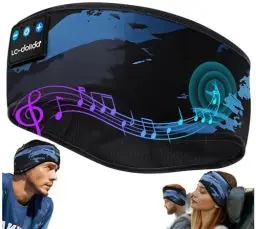 Produktbild: Schlafkopfhörer Bluetooth, LC-dolida Stirnband Kopfhörer Bluetooth Schlafmaske mit kopfhörer Band,Sportskopfhörer Musik Schlafen Stirnband für Sport Training,Joggen,Yoga,Reisen,Gaming