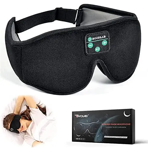 Produktbild: Schlafmaske mit Bluetooth-Kopfhörern, Boodlab 3D-Bluetooth-Schlafmaske mit ultradünnen Lautsprechern, kabellose, waschbare Schlafkopfhörer für Schlaflosigkeit, Meditation, Reisen, Gadget-Geschenk