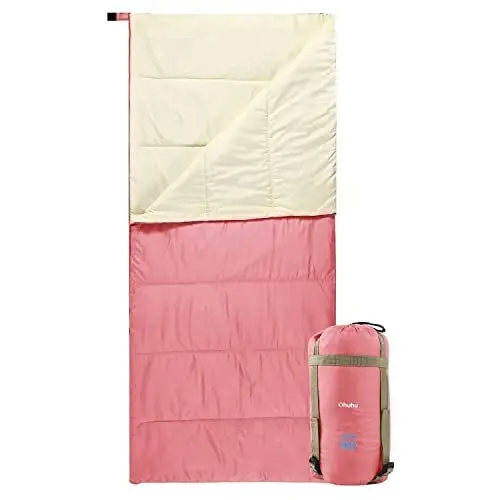 Produktbild: Schlafsack Outdoor, Ohuhu Kleines Packmaß & Ultraleicht (860g) Sommer Schlafsäcke Tragbar Leicht Wasserdicht Deckenschlafsack mit Kompressionssack für Camping, Backpacking, Wandern, Reisen, Rosa