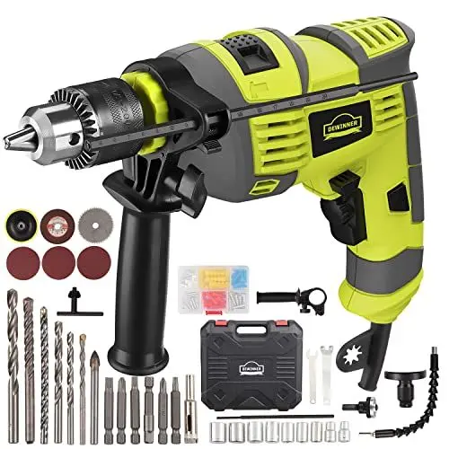 Produktbild: Schlagbohrmaschine, 710 W, elektrischer kabelgebundener Schlagbohrer, 13 mm Metallfutter, 0-3300 U/min, leistungsstarker Bohrer mit variabler Geschwindigkeit zum Bohren in Stahl