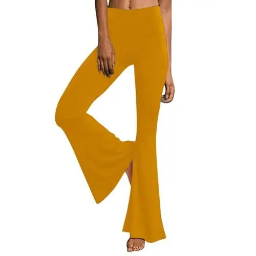 Produktbild: Schlaghose Damen, High Waist Skims Dupe Lang Sporthose Bequeme Bootleg Schwarz Yogahose Trainingshose Push Up Outdoor-Sport Jogginghose mit Taschen Ausgestelltem Bein Gymnastikhose Flared Leggings