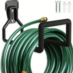 Produktbild: Schlauchhalter - Gartenschlauchhalter Wandhalterung, Gartenschlauch Aufhängung für Wasserschlauch, Verlängerungskabel für Außenhof (Schwarz)