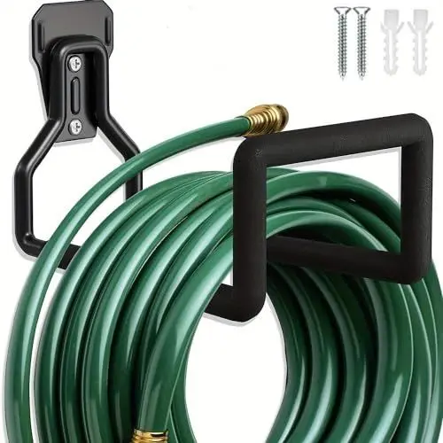 Produktbild: Schlauchhalter - Gartenschlauchhalter Wandhalterung, Gartenschlauch Aufhängung für Wasserschlauch, Verlängerungskabel für Außenhof (Schwarz)
