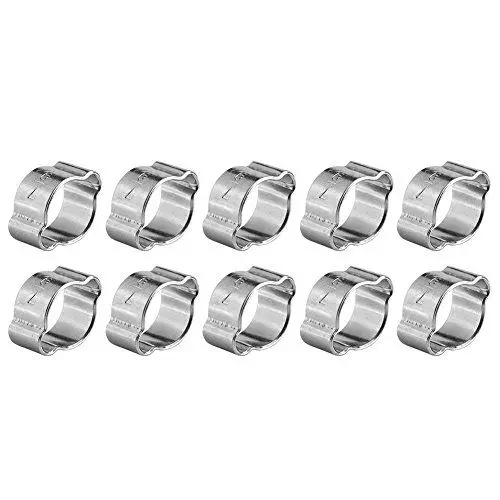 Produktbild: Schlauchschellen, 10pcs justierbare Schnecken Zahnrad Schlauch Klemmplatten, Zink überzogene Edelstahl 2-ohr Schellen, Antriebs Klipps 5-23mm Rohr Schlauch, Bierschlauch Zweiohrschellen(7-9Mm)