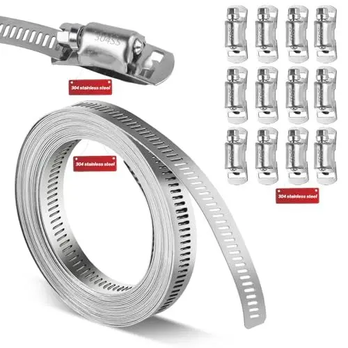 Produktbild: 5 Meter Schlauchschellen Edelstahl, Einstellbare Schlauchschellen Endlos 304 Edelstahl, Schlauchklemmen für Wasser Gas Rohr/Automobil/Unterdruckschlauch Schlauchschellen Set (5 Meter)