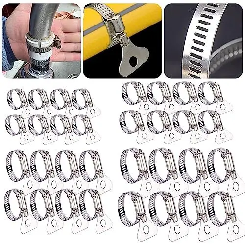 Produktbild: Schlauchschellen Schlauchschelle Schlauchklemme Schlauchklemmen Rohrschellen Rohrklemme Set Edelstahl Hose Clamp 10-44mm Verstellbar, 4×8 Stück