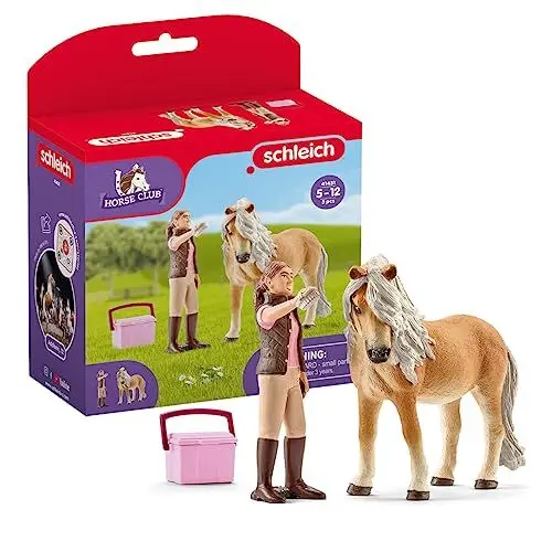 Produktbild: schleich HORSE CLUB | Pferdepflegerin mit Island Pony Stute 41431 | Set aus Pony, Pflegerin & Zubehör | tolles Geschenk für Mädchen und Jungen | Spielzeug ab 5 Jahren | 5 Teile | exklusiv bei Amazon