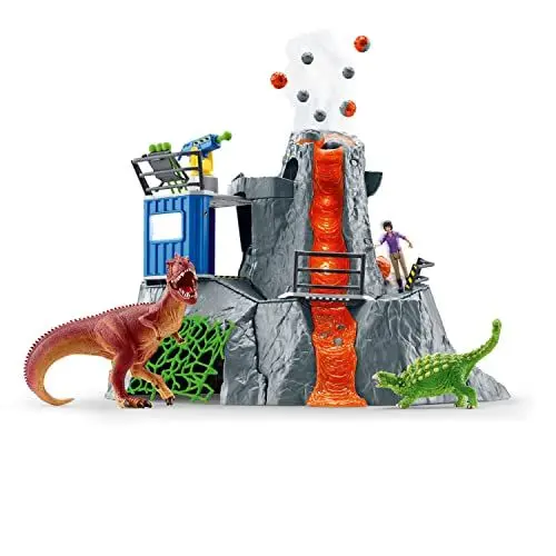 Produktbild: schleich 42564 DINOSAURS Große Vulkan Expedition, Dinosaurier Spielzeug Set inkl. Vulkan mit LED-Licht- & Ausbruchsfunktion, Forscherin Figur & 2 Dinosaurier Figuren, Altersempfehlung 5-12 Jahre
