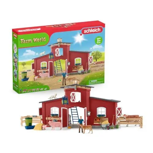 Produktbild: schleich FARM WORLD | Große Farm mit Tieren und Zubehör 42606 | Set inkl. Haus, Bauer, Kuh, Schwein, Katze, Maus, Ferkel, Kalb | Bauernhof Spielzeug ab 3 Jahre | aus 92 Teilen | exklusiv bei Amazon