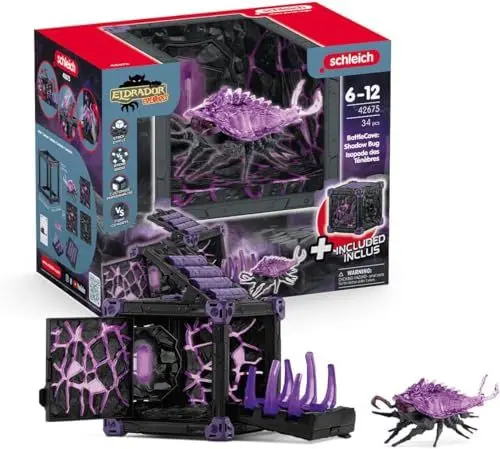 Produktbild: schleich ELDRADOR CREATURES | BATTLE CAVE Schattenassel 42675 | Set aus ELDRADOR Battle Cave mit Monster und Schattenkristall | Battle Caves zur Arena stapelbar | Spielzeug ab 7 Jahren | 34 Teile