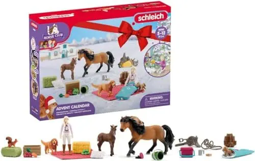 Produktbild: SCHLEICH 98982 Horse Club Adventskalender 2023, Spielzeug Adventskalender mit 2X Pferde Figuren, 1x Reiterin, 1x Hund und viel Zubehör, Adventskalender für Kinder ab 5 Jahren