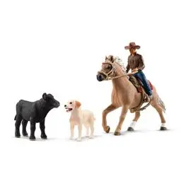 Produktbild: schleich FARM WORLD 42578 Bauernhof Rodeo Abenteuer Spielset, 6-Teiliges Tiere Set mit Cowboy, Pferd, Kalb, Hund und Zubehör, Realistisches Western Rodeo Bauernhof Spielzeug für Kinder
