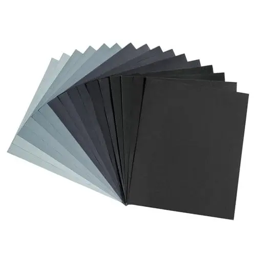 Produktbild: Schleifpapier Set, Schmirgelpapier Fein 5000 4000 3000 2000 1500 1200 1000 800 Nass und Trocken Sandpaper für Auto, Holzmöbel, Metall, Stein, Lack, Glas, 23 x 28 cm (16 Stück）